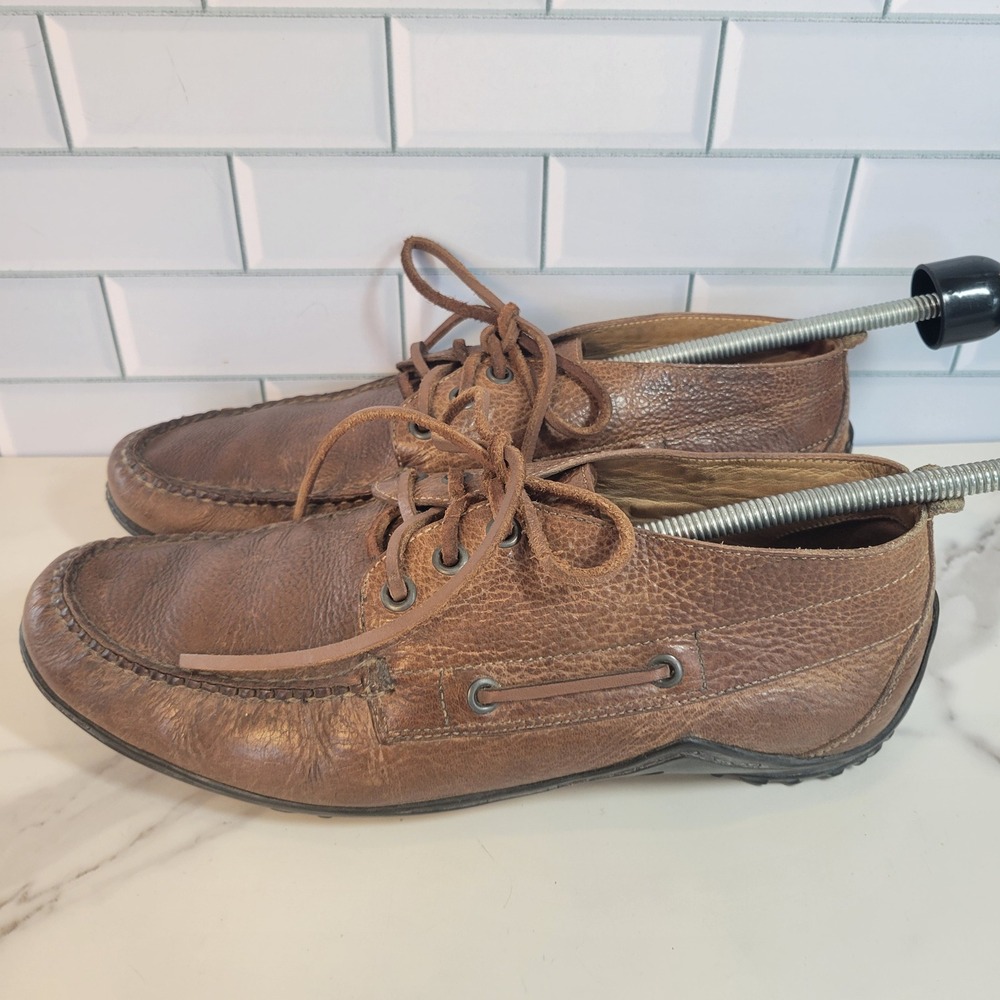 Martin Dingman Mens Brown Leather Boat Shoes Vibram Sole 9.5 M Chukka Brazil